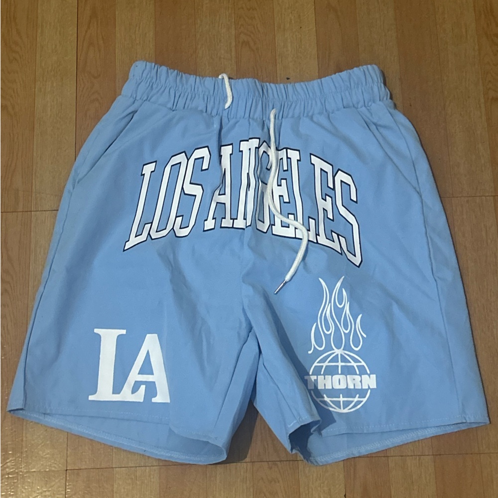 ROMWE Sky Blue Drawstring Shorts